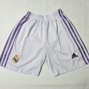 Adidas Real Madrid Soccer Shorts - White/Purple - Youth/Adult Small - Excellent